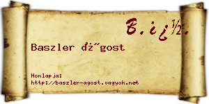 Baszler Ágost névjegykártya